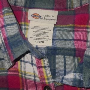 Dickies long sleeve button up  plaid work shirt